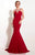 Studio 17 - Elegant Beaded and Embellished Illusion Bateau Jersey Gown 12618 in Red