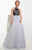 Studio 17 - Dazzling Laced and Beaded Choker Neck Chiffon A-Line Gown 12619 in Black and Gray