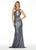 Ashley Lauren - 1261 Bedazzled Halter Jersey Sheath Dress in Gray and Silver