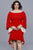 Shail K - 12622 Bell Sleeve Spandex High Low Trumpet Dress in Red