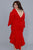 Shail K - 12622 Bell Sleeve Spandex High Low Trumpet Dress in Red