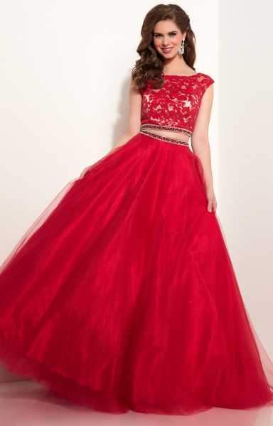 Studio 17 - Elegant Two Piece Long Dress 12622 In Red