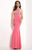 Studio 17 - Glamorous Beaded and Jeweled Halter Neck Jersey Trumpet Gown 12627 in Pink and Silver