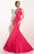 Studio 17 - Graceful Beaded Jewel Neck Mikado Trumpet Gown 12629 in Pink
