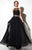 Studio 17 - Appealing Laced and Beaded Jewel Neck Chiffon A-Line Gown 12630 In Black