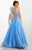 Studio 17 - Appealing Laced and Beaded Jewel Neck Chiffon A-Line Gown 12630 In Blue
