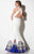 Studio 17 - High Haltered Neckline Floral Trumpet Dress In White