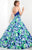 Studio 17 - Lacy Halter Neckline Floral Print A-line Dress  In Blue