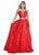 Ashley Lauren - 1269 Brocade Ball Gown with Beaded Belt in Red