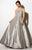 Studio 17 - Bead Embellished Scoop Neck Taffeta A-line Dress 12644 In Blue