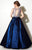 Studio 17 - Bead Embellished Scoop Neck Taffeta A-line Dress 12644 In Blue
