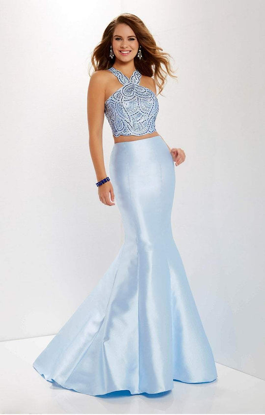 Studio 17 - 12652 Two Piece Embellished Ruffled Mermaid Dress In Blue