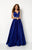 Studio 17 - 12654 Sleeveless V-Neck Satin A-Line Gown In Blue