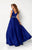 Studio 17 Sleeveless V-Neck Satin A-Line Gown 12654 In Blue