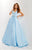 Studio 17 - 12654 Sleeveless V-Neck Satin A-Line Gown In Blue