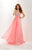 Studio 17 - 12655 Bejeweled Illusion Halter Chiffon Dress In Pink