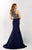 Studio 17 - 12656 Beaded Illusion Halter Satin Trumpet Dress In Blue