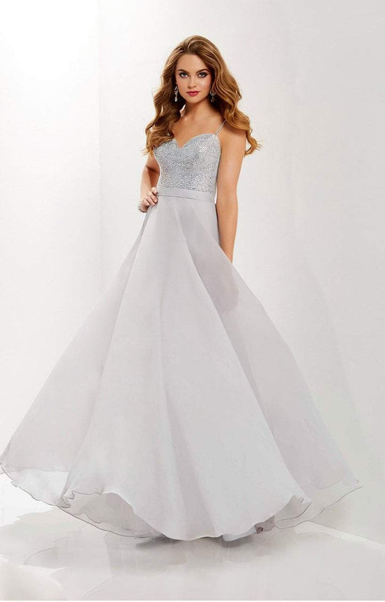 Studio 17 - 12659 Jeweled Sweetheart Bodice Chiffon A-Line Gown In Silver
