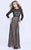 Shail K - 1265 Glittering Long Sleeve Evening Gown In Black and Neutral