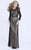 Shail K - 1265 Glittering Long Sleeve Evening Gown In Black and Neutral