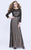 Shail K - 1265 Glittering Long Sleeve Evening Gown In Black and Neutral
