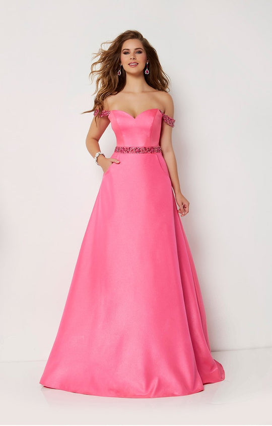 Studio 17 - 12660 Rhinestone Accented Sweetheart A-line Dress In Pink