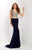 Studio 17 - 12661 Two Piece Beaded V-neck Jersey Dress In Blue and Neutral