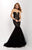 Studio 17 - 12662 Sequined Plunging Sweetheart Mermaid Dress In Black and Neutral