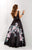 Studio 17 - 12666 V-neck Floral Printed Mikado A-line Gown In Black and Print