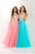 Studio 17 - 12667 Illusion Jewel Crystal Festooned Tulle Gown In Pink and Green