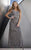 Shail K - 1266 Sequined Queen Anne Sheath Gown In Gray and Silver