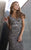 Shail K - 1266 Sequined Queen Anne Sheath Gown In Gray and Silver