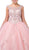 Dancing Queen - 1267 Cap Sleeves Embellished Quinceanera Ballgown In Pink