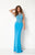 Studio 17 - 12672 Bedazzled Illusion Halter Jersey Sheath Dress In Blue