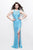 Primavera Couture - Sequined Illusion Jewel Neck Sheath Dress 1267 in Blue