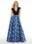 Ashley Lauren - 1268 Royal Blue Geometric Ballgown in Black and Multi-Color