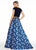 Ashley Lauren - 1268 Royal Blue Geometric Ballgown in Black and Multi-Color