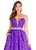 Ashley Lauren - 1269 Brocade Ball Gown with Beaded Belt in Purple