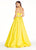 Ashley Lauren - 1269 Brocade Ball Gown with Beaded Belt in Yellow