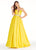 Ashley Lauren - 1269 Brocade Ball Gown with Beaded Belt in Yellow