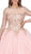 Dancing Queen - 1270 Gilded Long Sleeve Quinceanera Ballgown In Pink