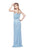 Primavera - 1270 Scalloped Blouson Sheath Gown in Blue