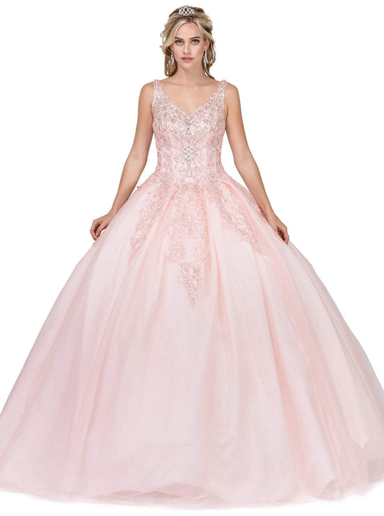 Dancing Queen - 1271 Beaded Off-Shoulder Quinceanera Gown in Pink