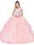 Dancing Queen - 1273 Crystal Adorned Cap Sleeve Quinceanera Ballgown In Pink