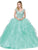 Dancing Queen - 1273 Crystal Adorned Cap Sleeve Quinceanera Ballgown in Green