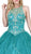 Dancing Queen - 1274 Bejeweled Halter Neck Quinceanera Ballgown In Blue and Green