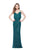 Primavera - 1274 Scallop Motif Sheath Evening Dress in Green