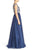 Aidan Mattox - Bateau Long Dress 54472070 in Blue and White