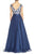 Aidan Mattox - Bateau Long Dress 54472070 in Blue and White