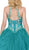 Dancing Queen - 1274 Bejeweled Halter Neck Quinceanera Ballgown In Blue and Green